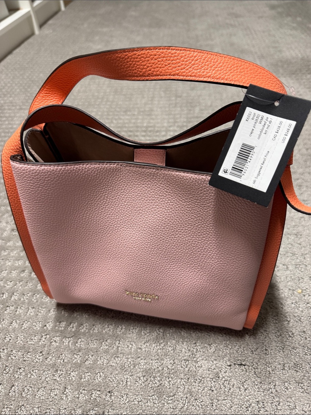 kate spade Pink and Orange Pebbled Leather Shoulder Bag